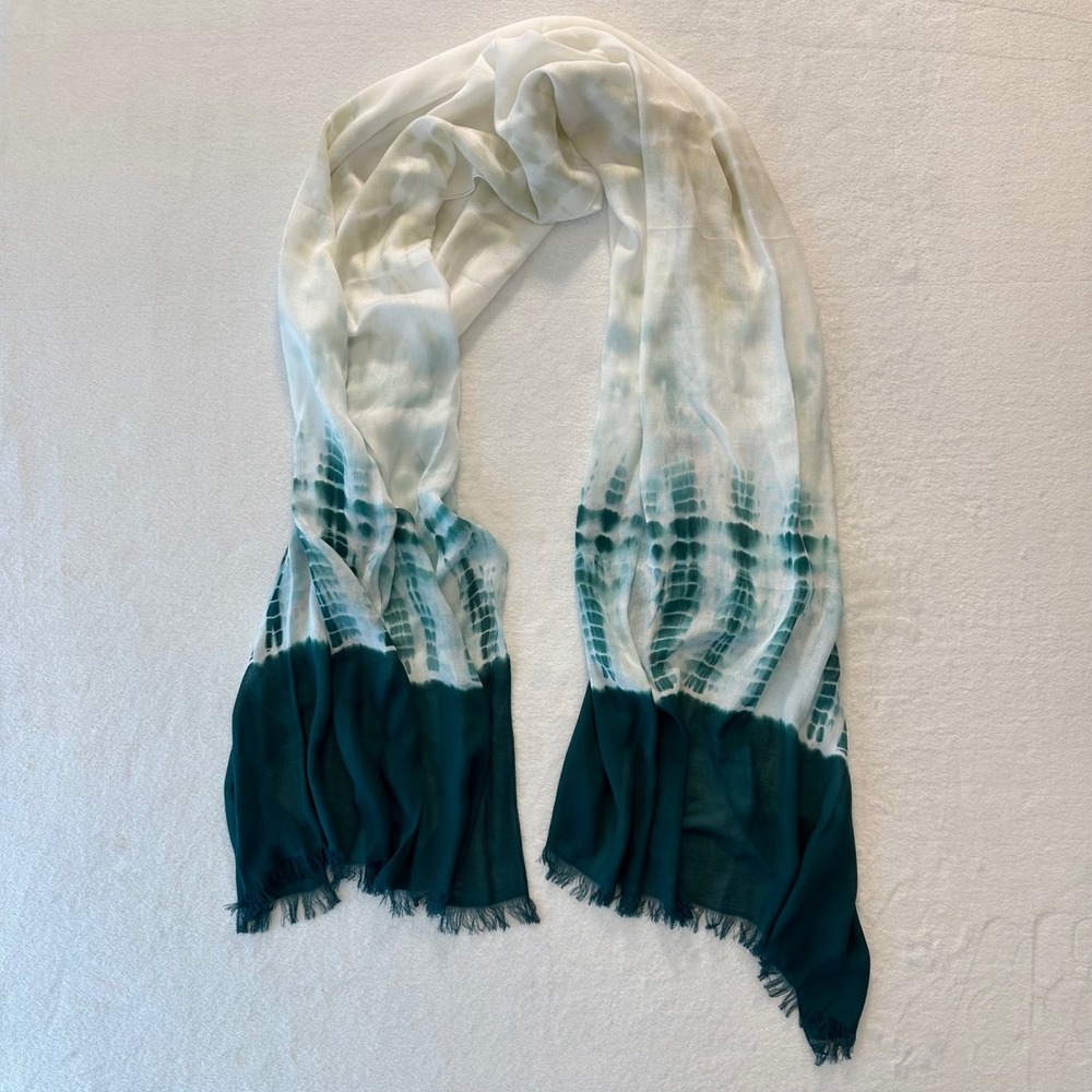 Pure Jill Scarf Teal‎ Green Tie Dye Modal Viscose Rayon Lightweight
